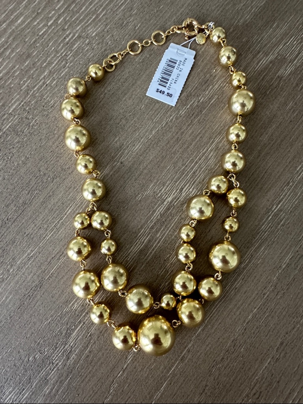 JCrew Gold-Tone Graduated Bead Statement Necklace